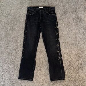 Free People We The Free Women’s Cooper Studded Mid Rise Boyfriend Denim Jeans